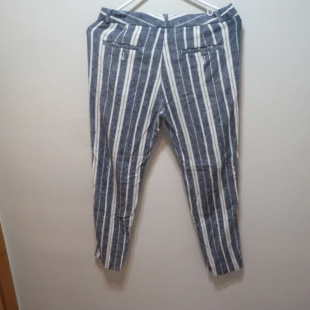 Banana Republic Womens Blue White Striped Linen Blend Tapered Pants Size 4